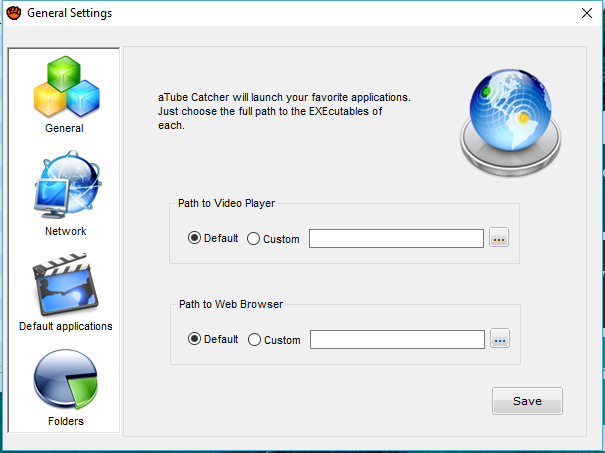 Configurações do aTube Catcher